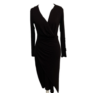 NINE BRITTON NWT Martina Women S long sleeve knit  Black Dress/rusched design.